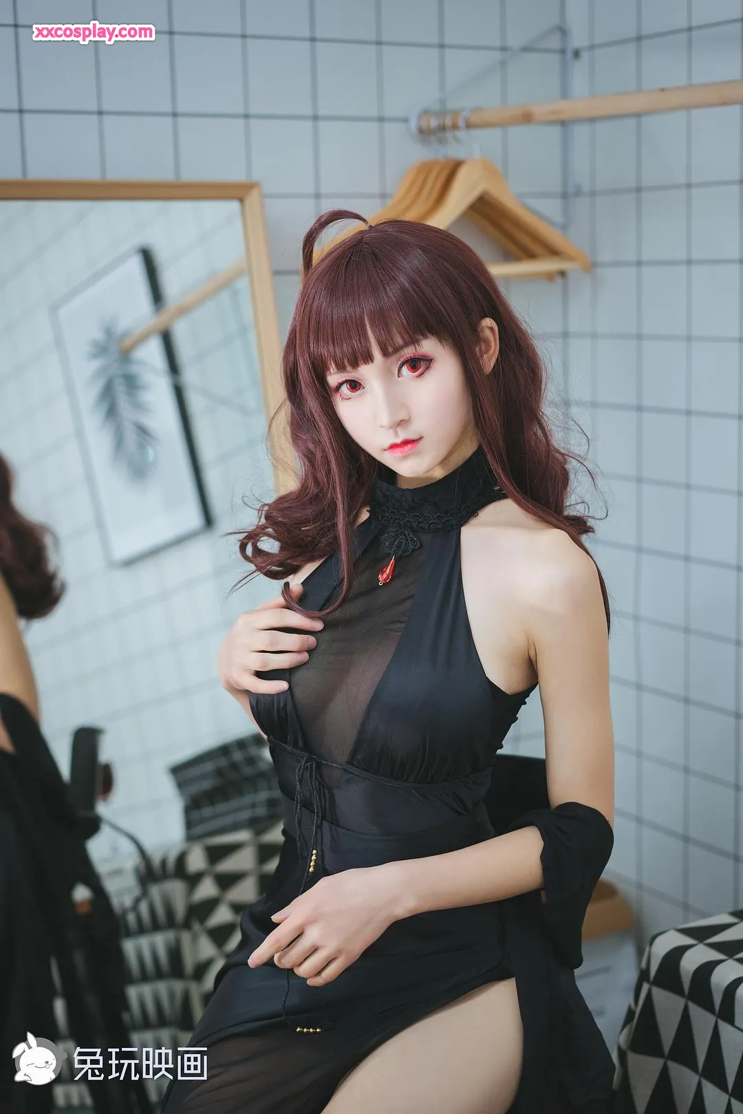 Tuwanyinghua Girls' Frontline Gaun Hitam Transparan Seksi