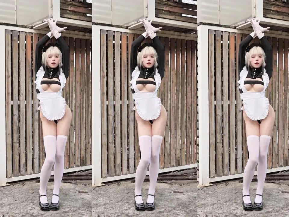 咬一口兔娘 cosplay album Yiko 습윤 토끼: 배틀 메이드 코스프레 - Video 79
