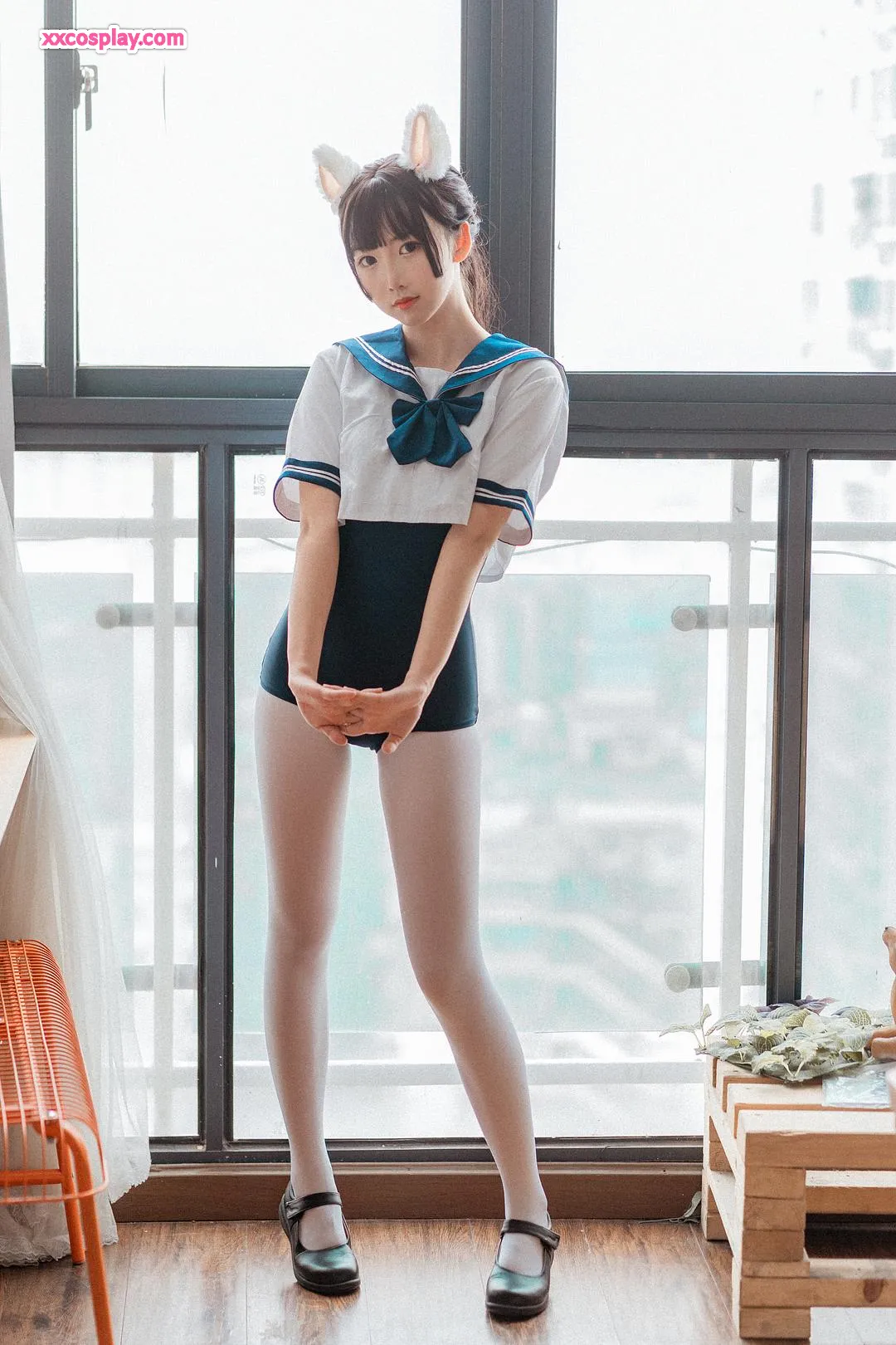 Mianbing Xian'er Bộ Đồ Bơi Trường Học Xanh Navy
