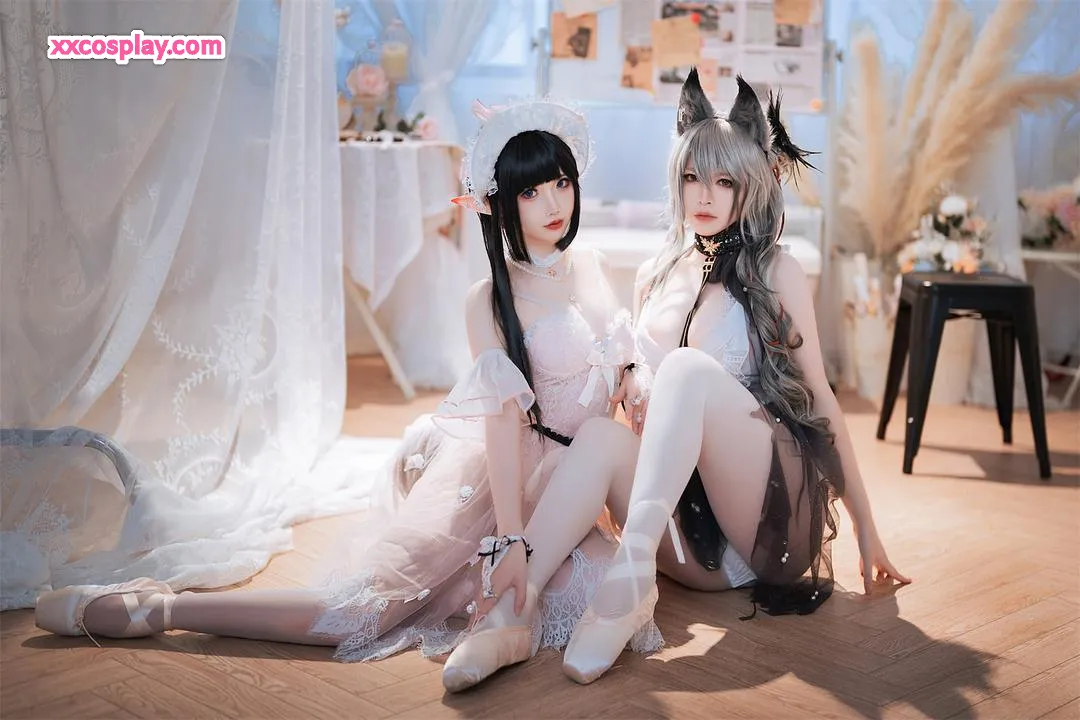 Mianbing Xian'er & Banbanzi: Arknights Schwarz x Skadi Cosplay