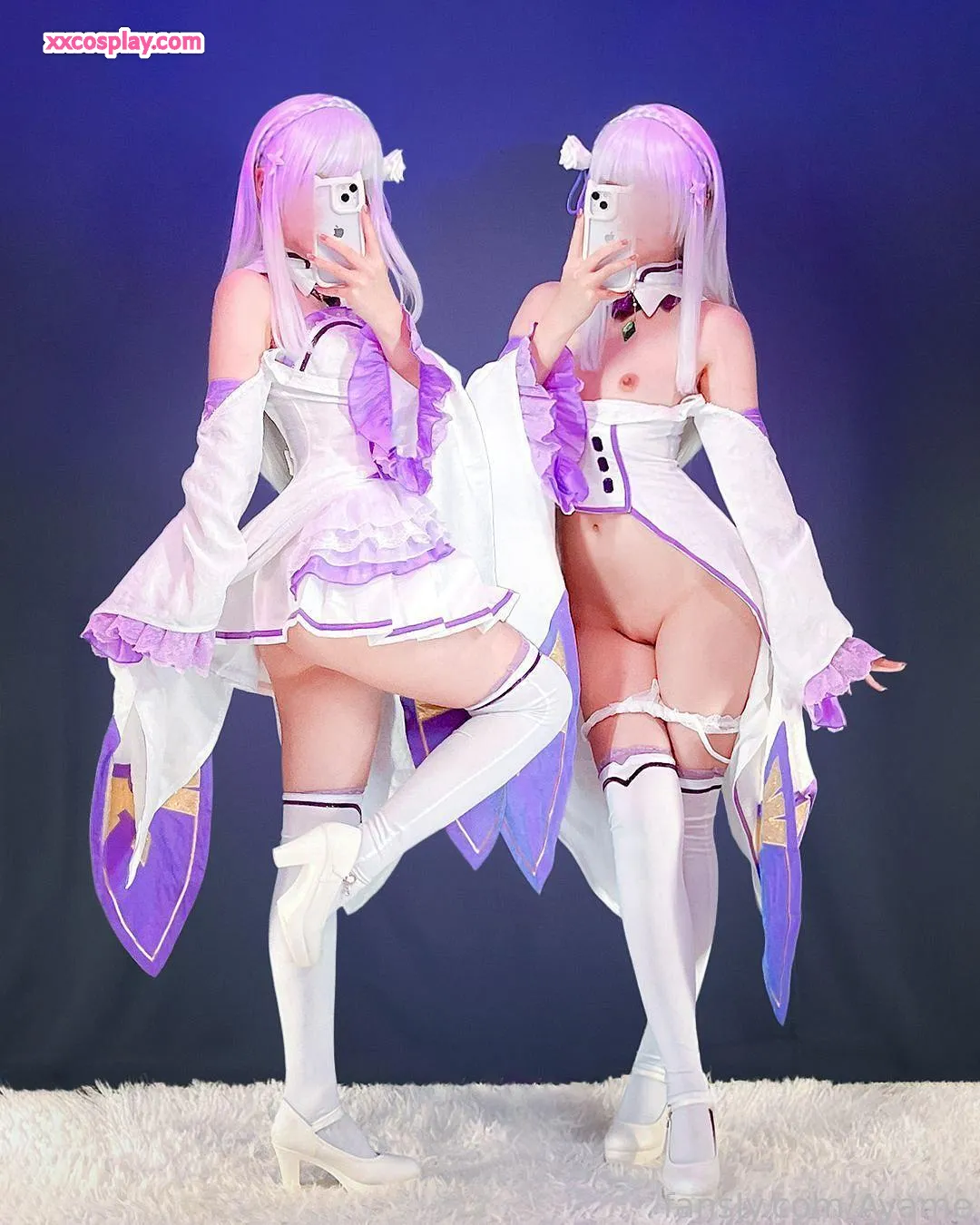 Ayame sebagai Emilia - Re:Zero Cosplay Gravure