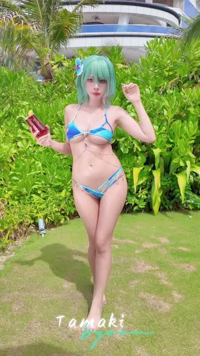 Byoru cosplay album Byoru sebagai Tamaki Noctiluca - Nikke Bikini Tropis Gravure - Video 74