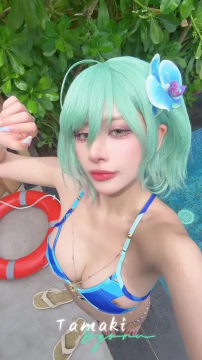 Byoru cosplay album Byoru sebagai Tamaki Noctiluca - Nikke Bikini Tropis Gravure - Video 79