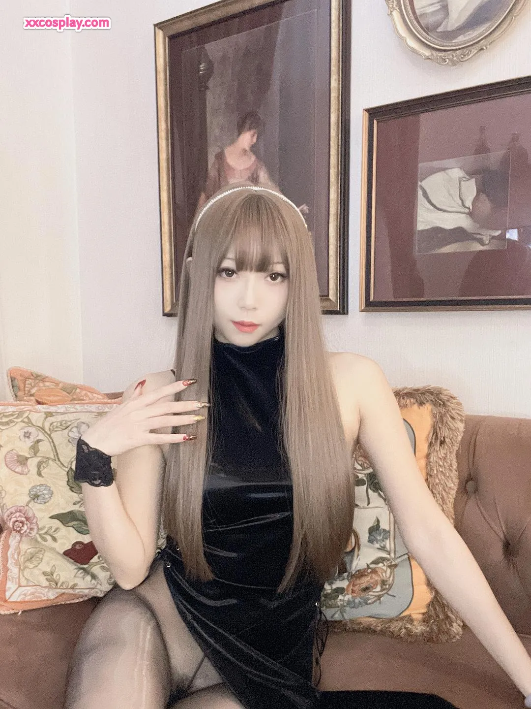 Money冷冷 – Cheongsam Preto com Tiras