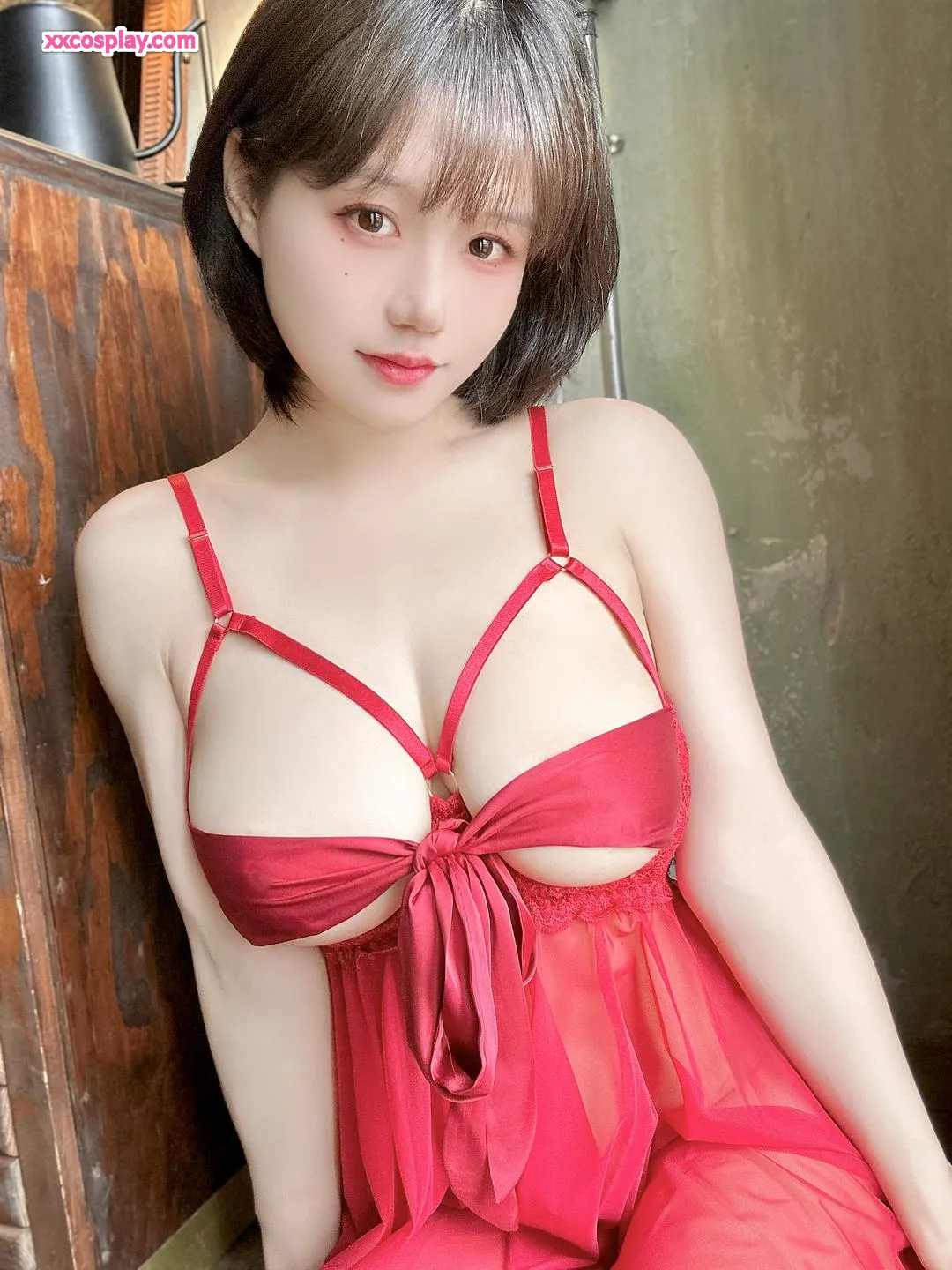 Ogura Chiyo - Seductive Crimson Lingerie